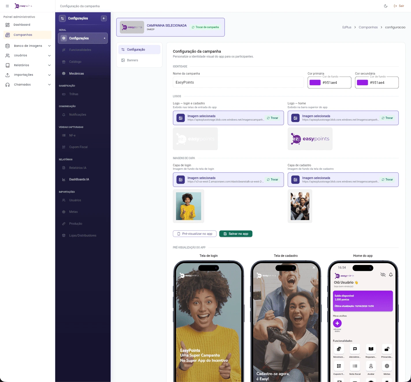 Configure as cores, logo e imagens do seu App